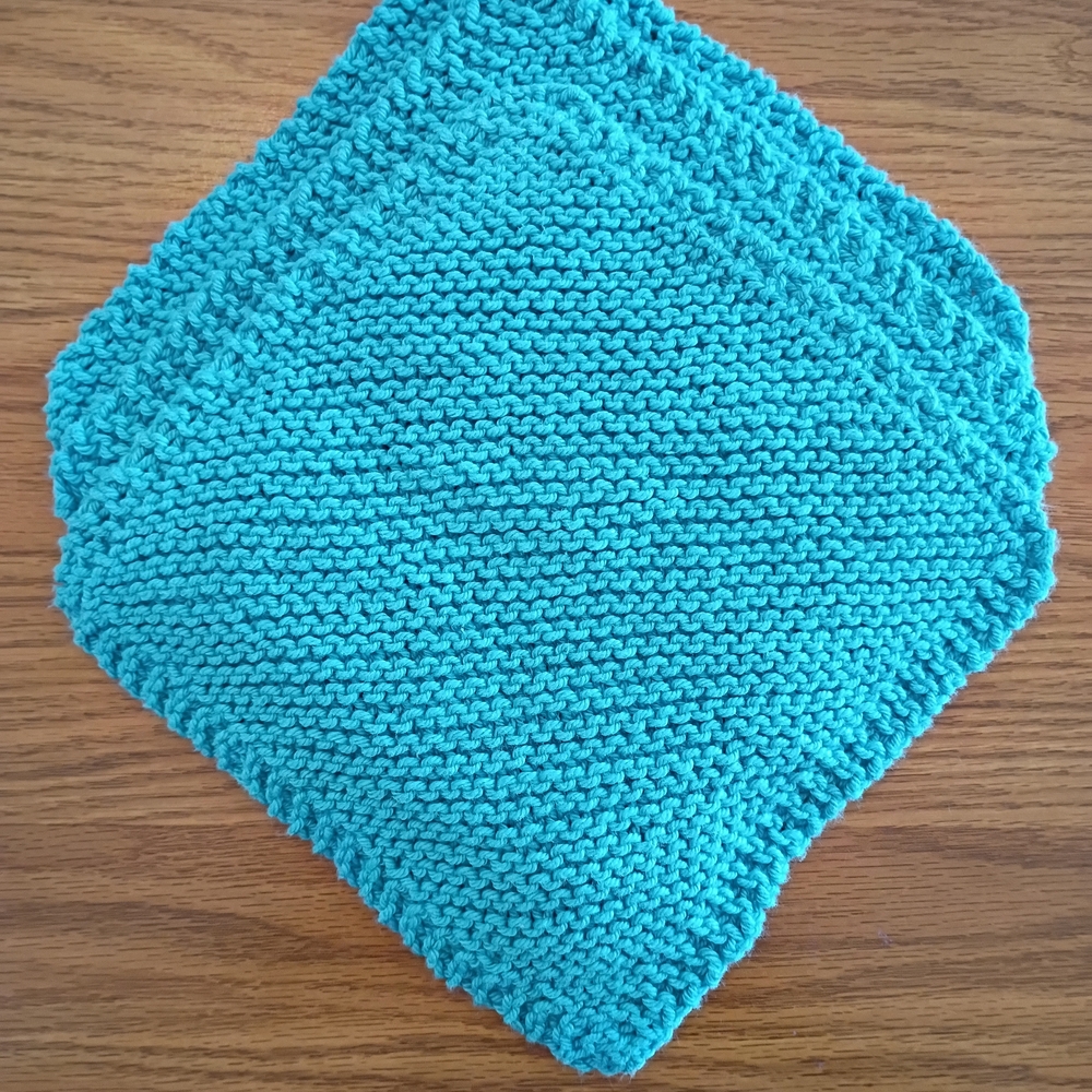 Handmade Blue Knitted Dishcloth